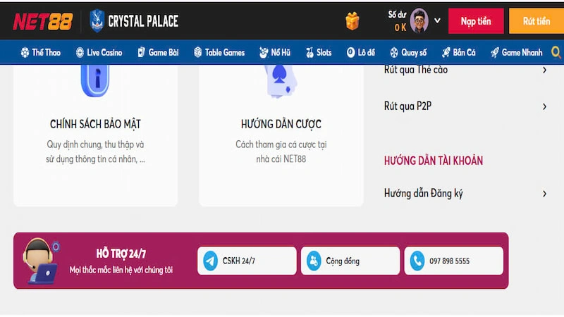 Hệ thống phản hồi nhân viên hỗ trợ 24/7 của Net88